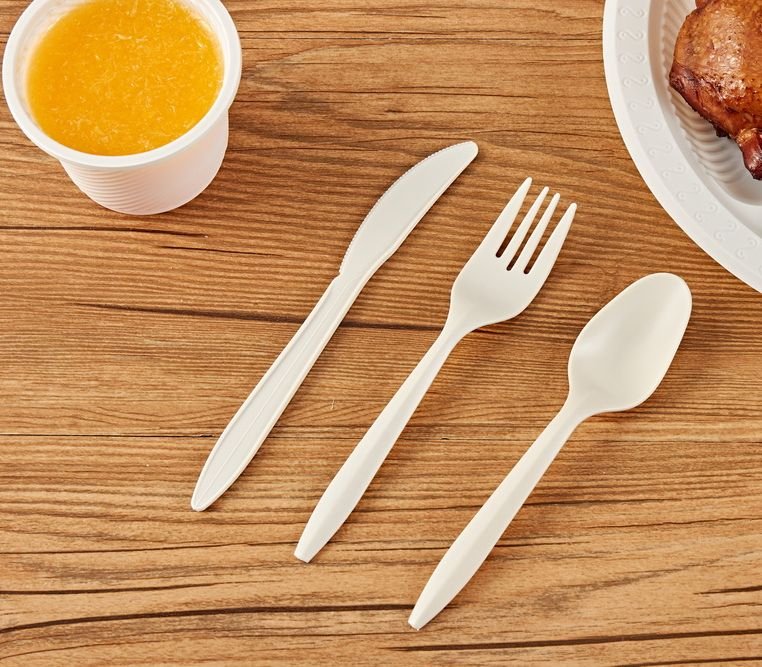 Biodegradable Cornstarch Spoon Fork Knife Cutlery Kit Disposable Psm Cutlery Set