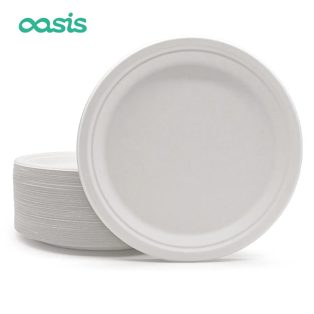 Eco Friendly Sugarcane Bagasse Biodegradable Compostable Heavy Duty Microwave Disposable Paper Plate Customized