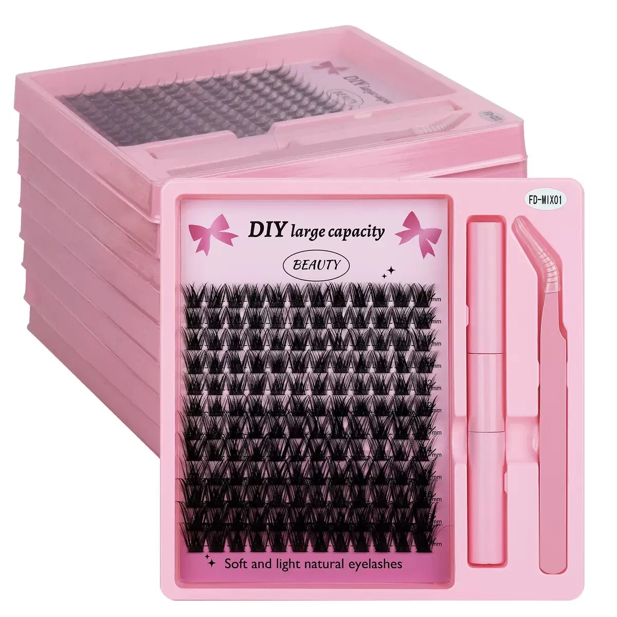 Custom Logo 30d 40d 50d 60d 80d 100d Soft Cluster Lashes Individual Eyelash Extension Set Eyelash with Glue Waterproof Kit