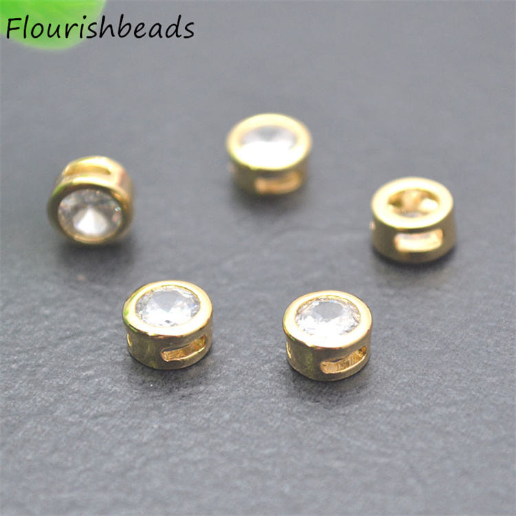 Jewelry Accessories Anit Fading 18K Gold-Plated CZ Paved Small Round Spacer Beads