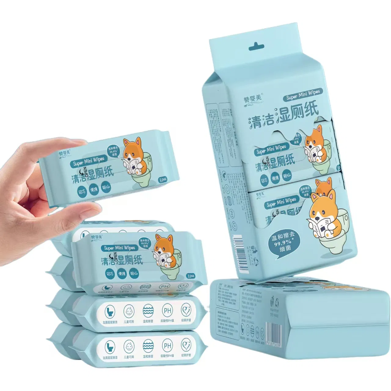 OEM Mini 99.9% Pure Water Cleaning Wet Wipes for Baby Sensitive Skin Flushable Wipes Wet Cleansing Cloths