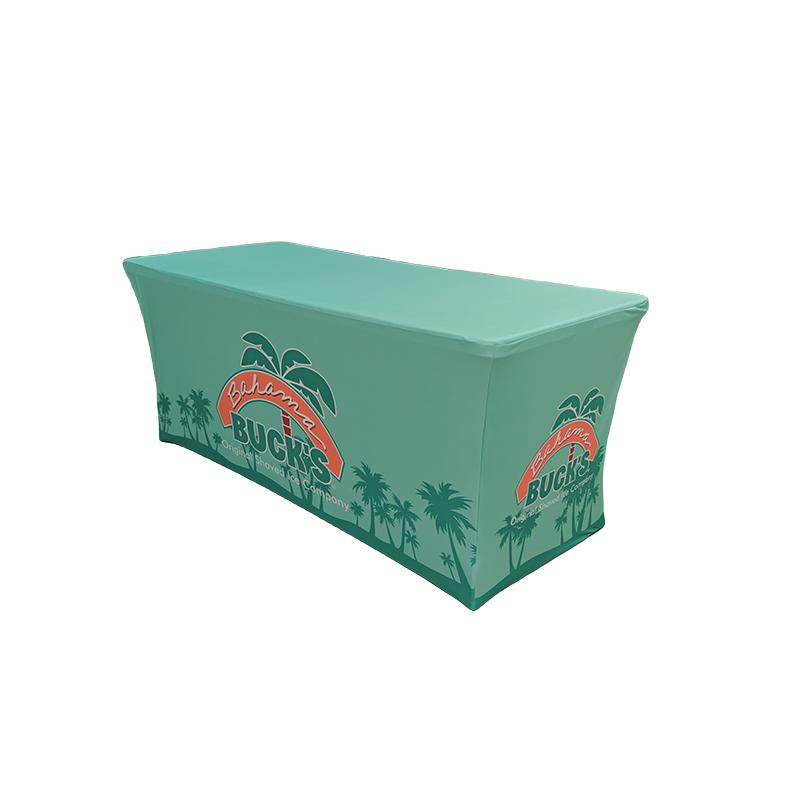 Custom Trade Show Sublimation Printed Logo Polyester Waterproof Fitted Stretch Spandex Table Cover Table Cloths