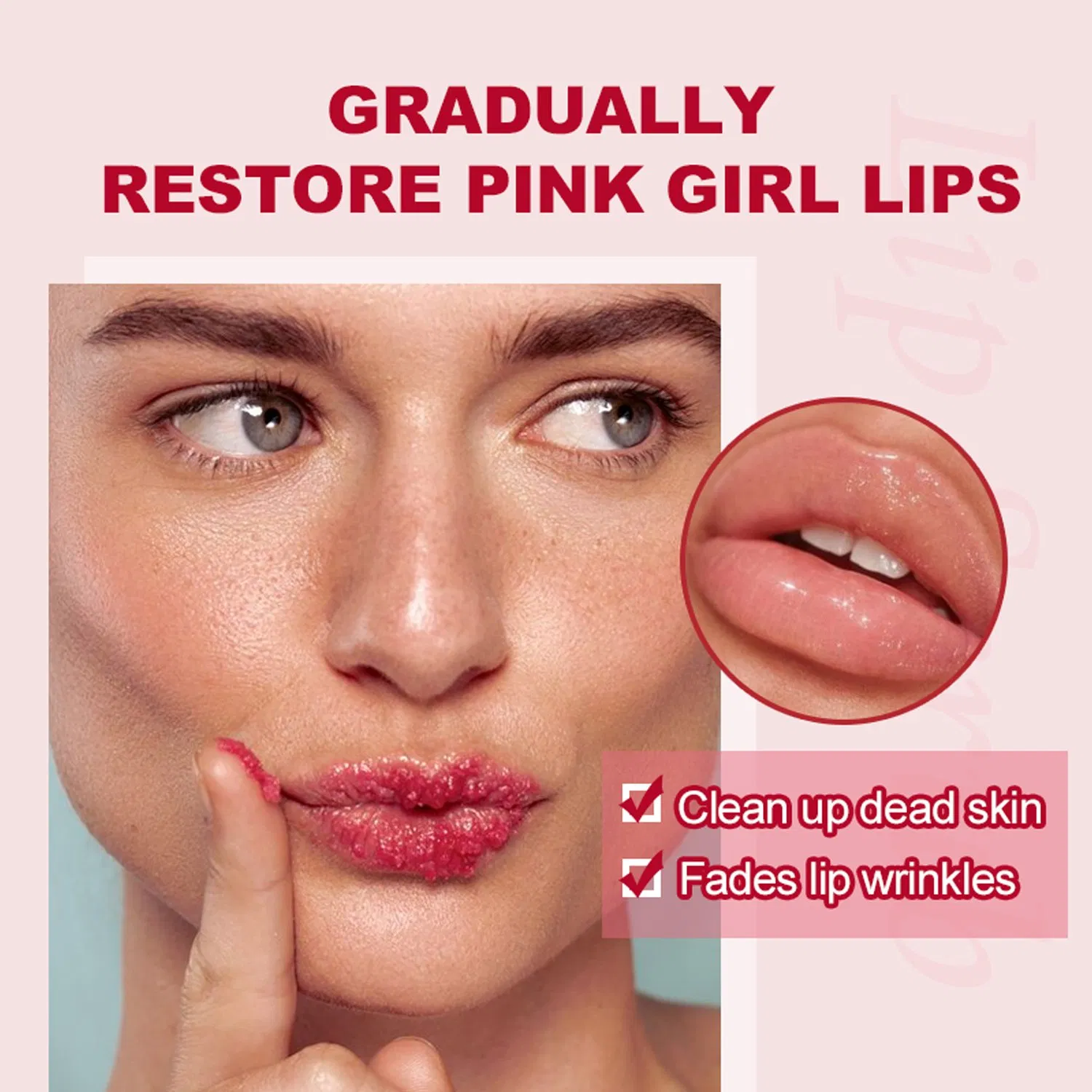 OEM Pink Delight Natural Fruit Lip Exfoliator for Soft Lips