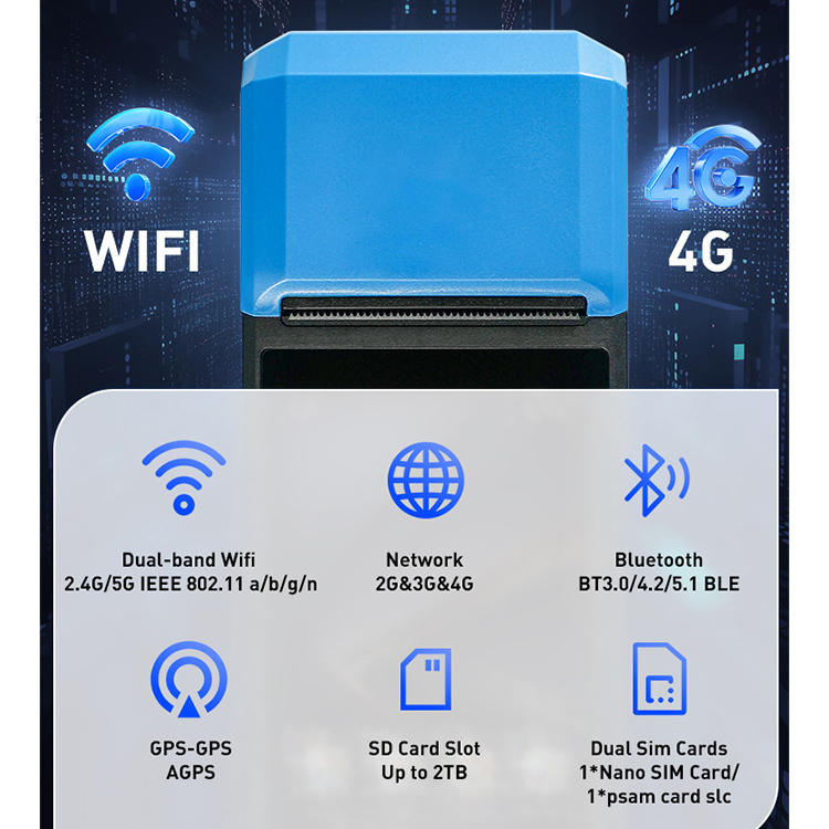 Android 4G WiFi NFC POS Machine 3+32GB Memory Billing Machine Portable Handheld Mobile Retail POS System