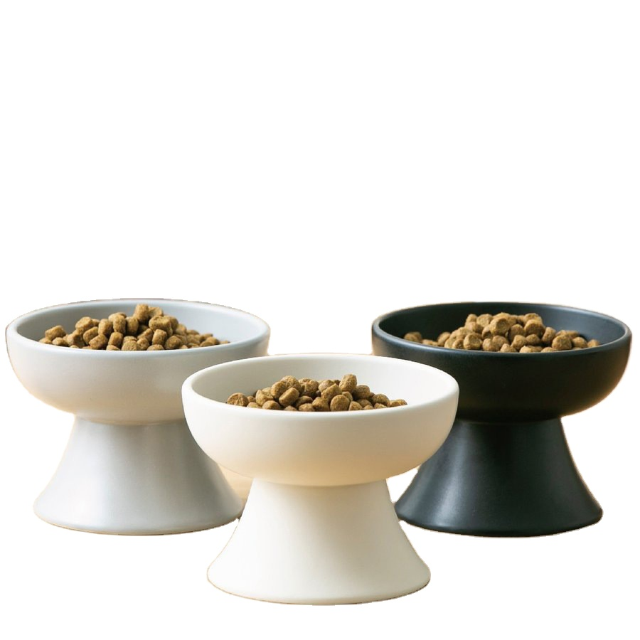 Japanese Style Pet Ceramic Bowl for Puppy Feeding Bowl Tall Feet Protect Cervical Spine Cat Dog Supplies