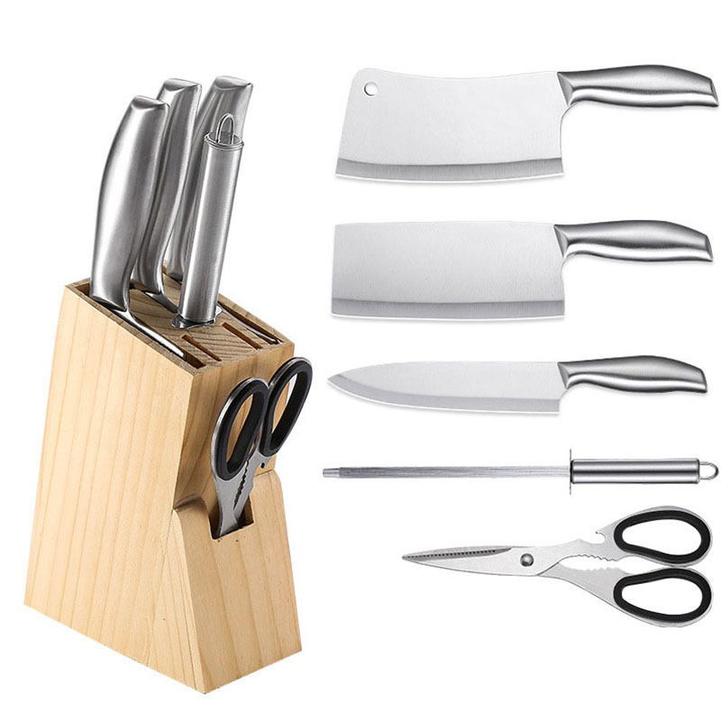 5-Piece All Stainless Steel Kitchen Knife Set Ultra Sharp Heavy Duty Knife Set (5PCS/set) with Wooden Block