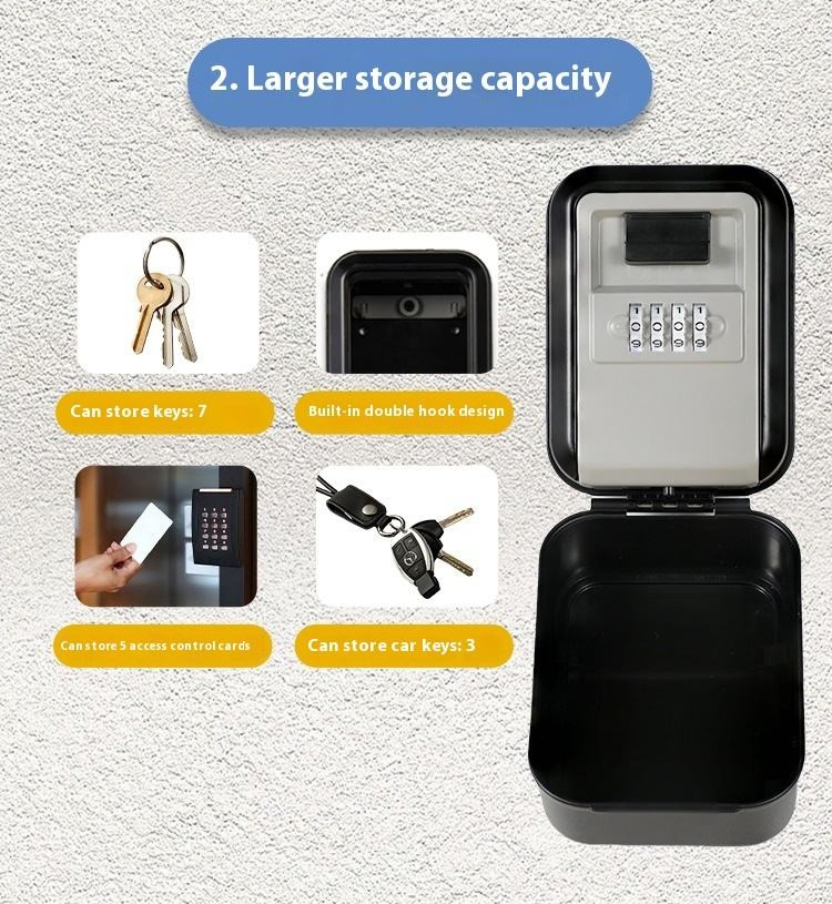 Waterproof Wall Mounted Password 4 Digit Safe Key Storage Lock Box with Light