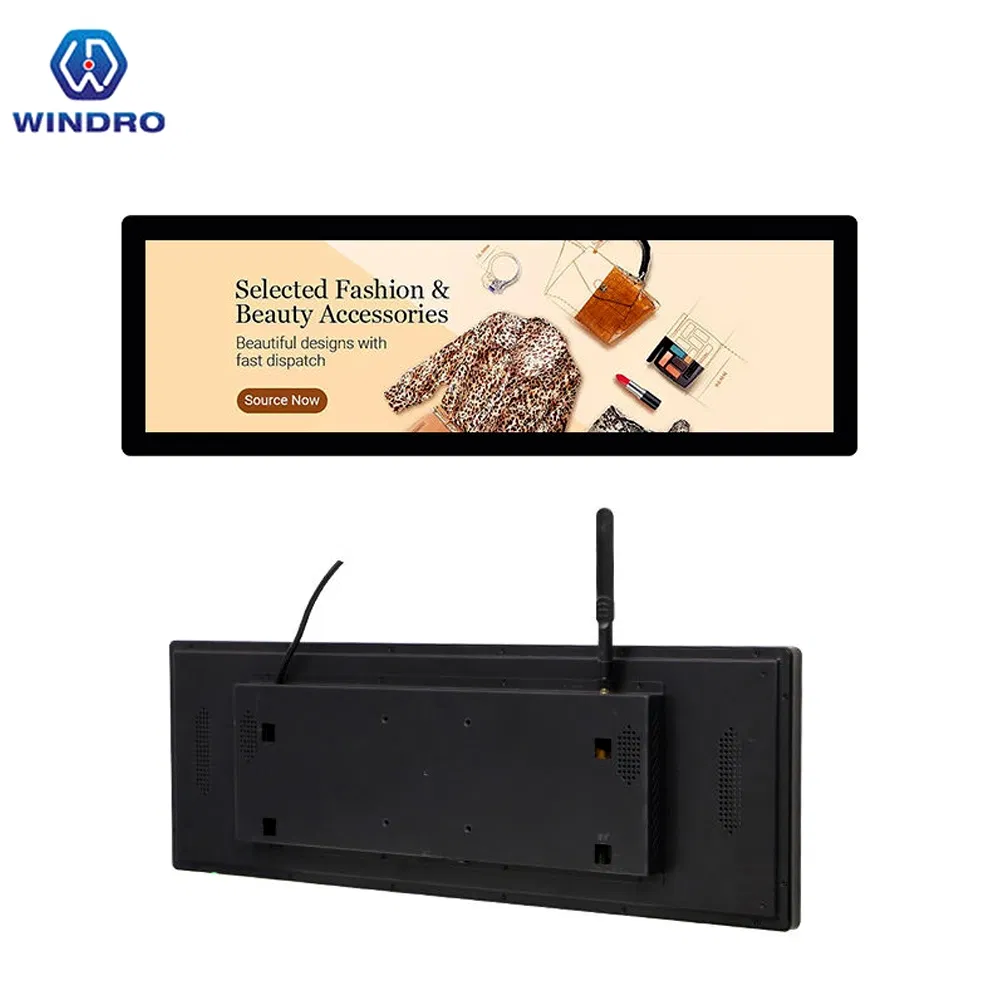 LCD Stretch Bar Display Wall Hanging Airport Subway 28.6 47.1inch Advertising Screen