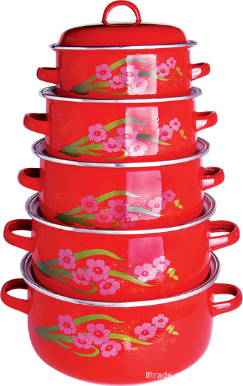 Enamel Casserole Set with Cover-6PCS Set