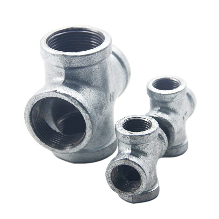 High Quality 3/4 Inch Malleable Iron 4 Way Pipe Fittings Cross Gi Banded BS NPT Thread Pipe Fitting