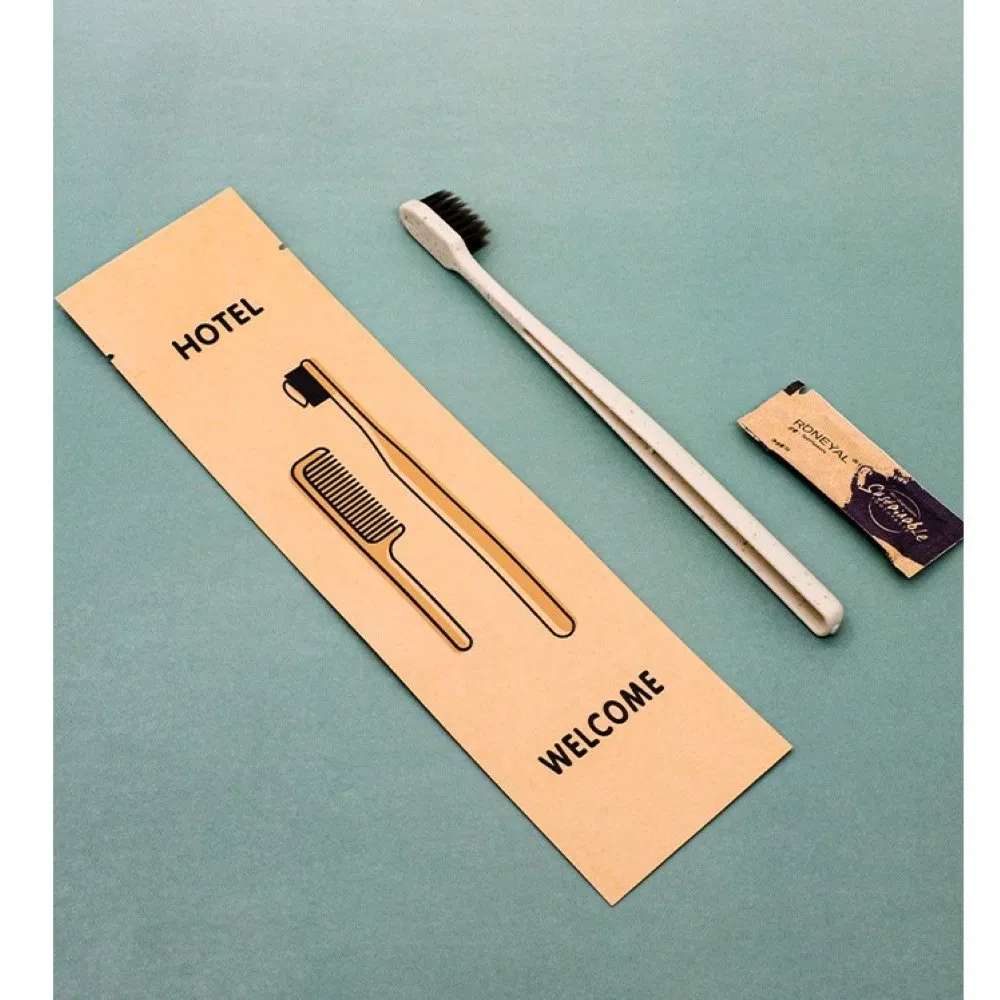 Biodegradable Wheat Straw Dental Kit with Hotel Amenities for Guest Room Using