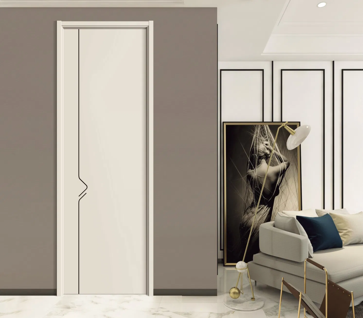 Apartment Use Wooden Interior Wood Security Door with Modern Style and Durability