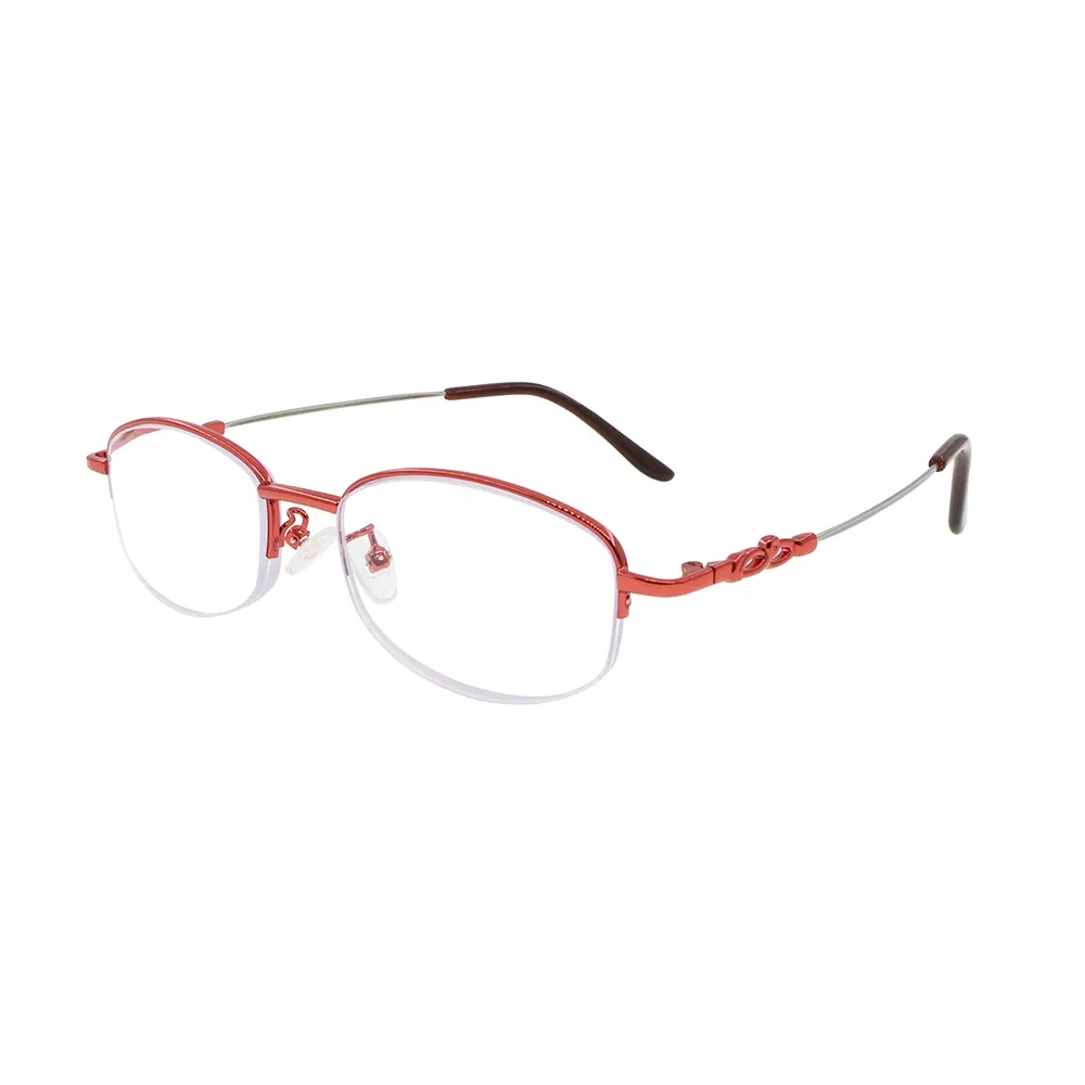 Custom Fashion Classical Ladies Reader Semi Half Frame Metal Presbyopia Reading Glasses