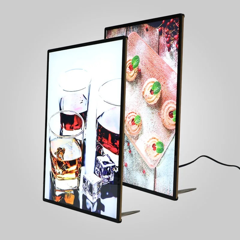 A3 Portable LED Stand Advertising Poster Aluminum Poster LED Hot Sales LED Highlight Lightbox Glass Poster