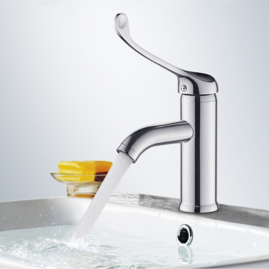 Lever High Long Handle Tap with Brass Chrome Plated Elbow for Hospital