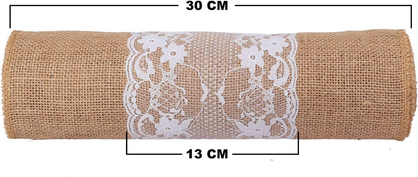 12X108 Inch White Lace Wedding Party Burlap Table Runner