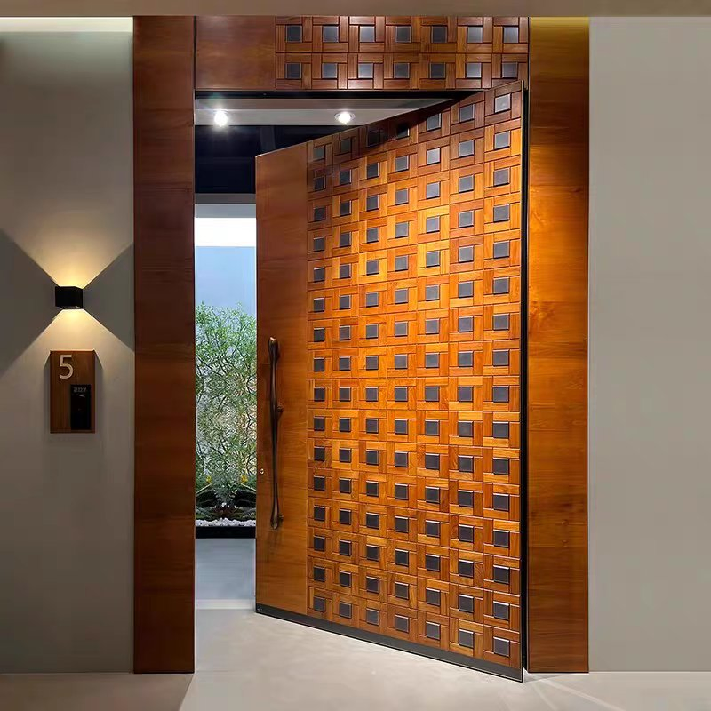 Contemporary Solid Wood Entry Main Entrance Wooden Doors Front Doors for Houses Modern Exterior Main Pivot Door Steel Doors, Fire Doors, Security Doors