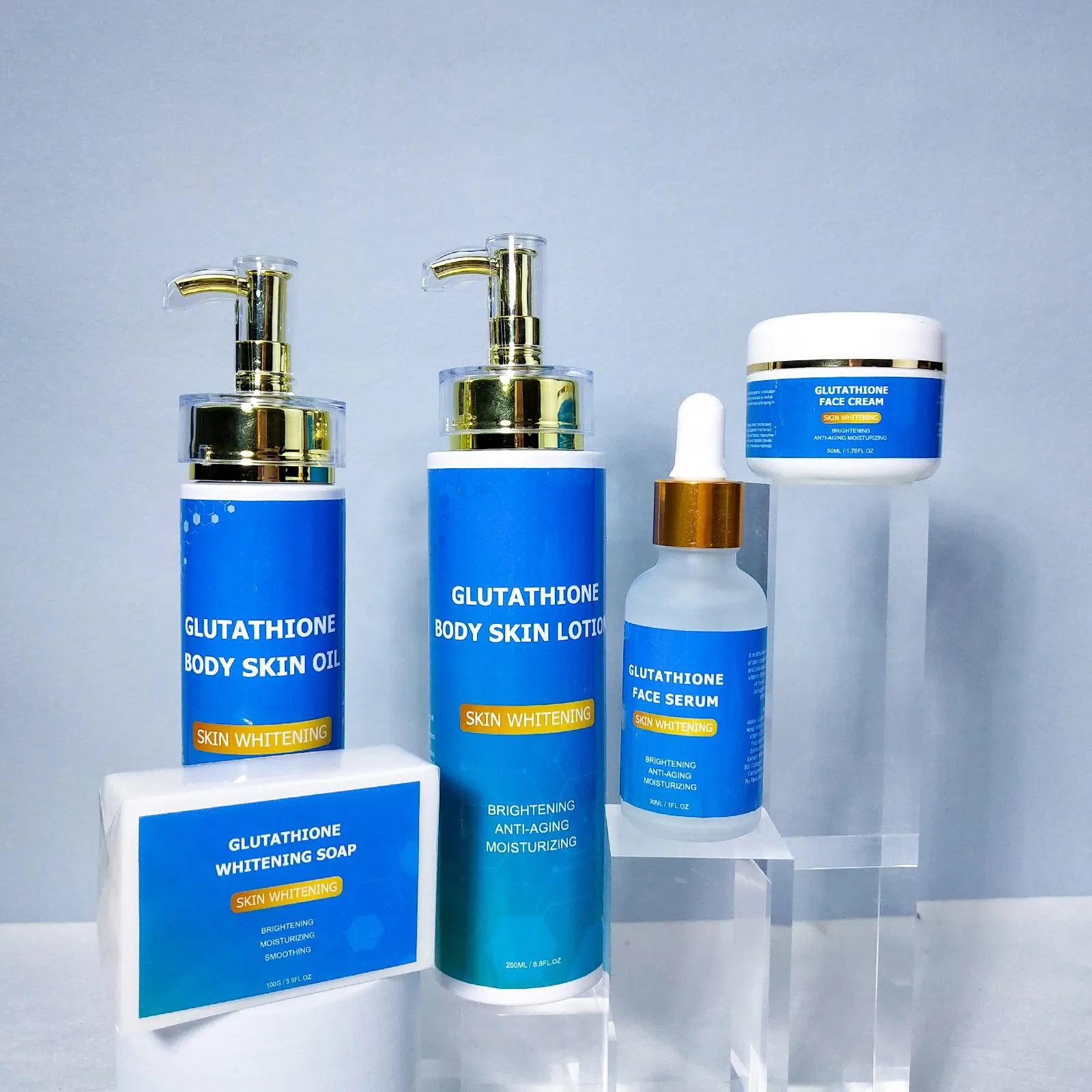 Dark Spot Remover Brightening Glutathione Organic Whitening Soap Body Oil Lotion Cream Skin Care Set