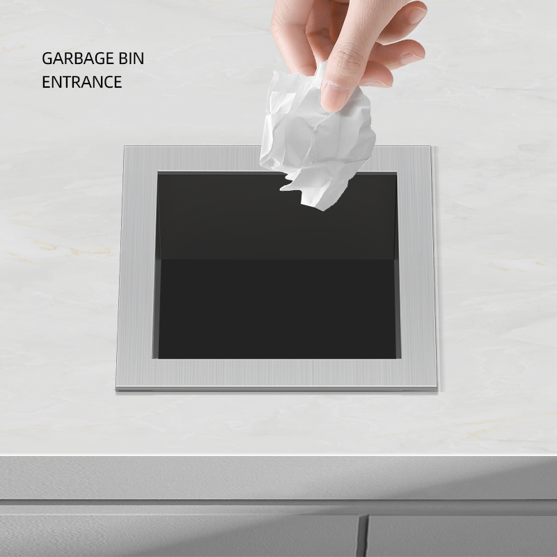 Space Saving Home Commercial Use 304 Stainless Steel Square Trash Can Cover Countertop Cover