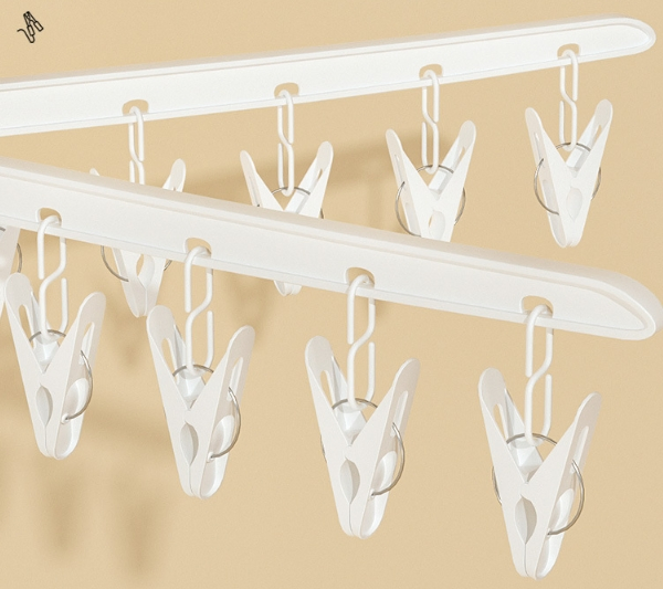 Factory Direct Supply Multifunctional Vertical Folding Clothes Drying Rack, 3-Tier Rotating Hanger with Clips for Underwear & Socks