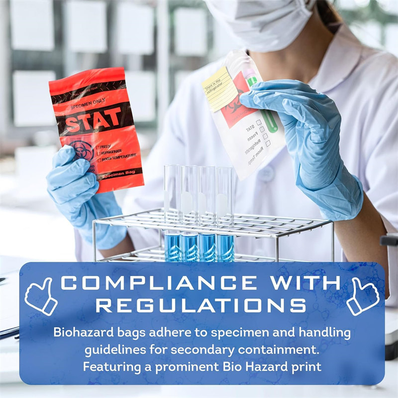 Medical Biohazard Garbage Bag High-Density Polyethylene Leak-Proof Design 2 Mil Thickness Puncture-Proof with External Document Pouch Hospital 100-Piece Pack