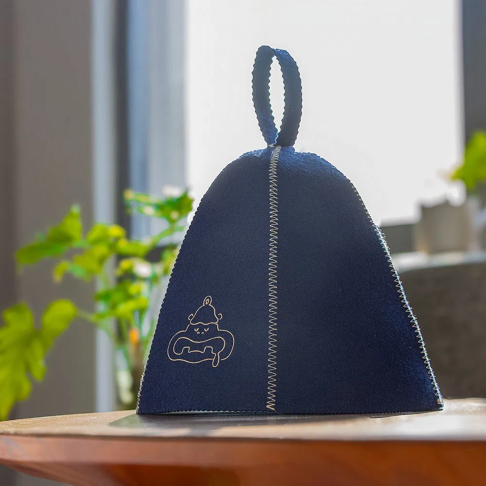 Custom Wool Wholesale Handmade High Quality Hat for Man Sauna Towelling Sauna Bucket Hat Grey Felt Sauna Hats