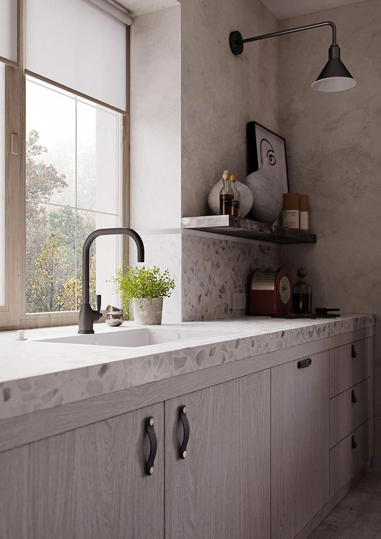 Restaurant Granite Chips White Terrazzo Kitchen Countertops Benchtops