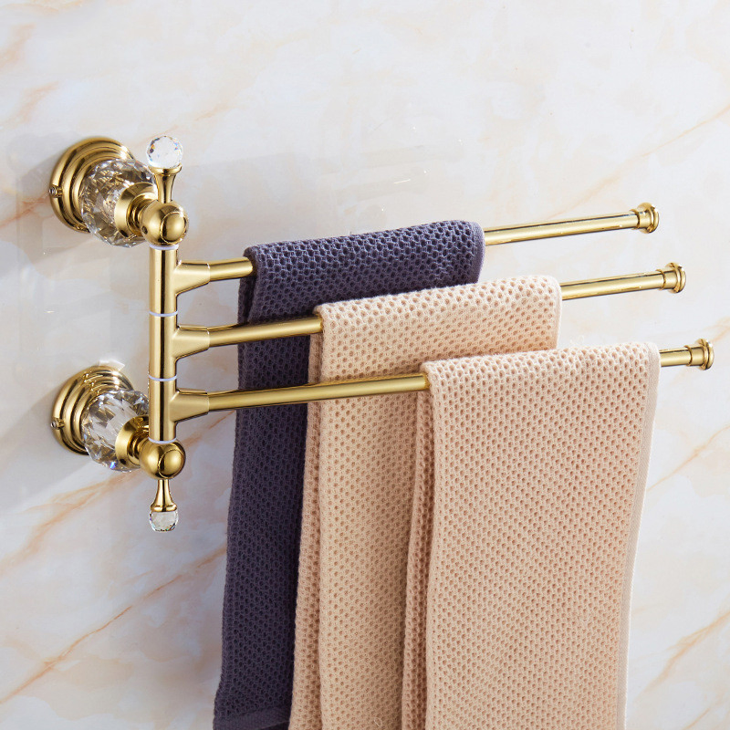 Gold Crystal Towel Rack European Bathroom Hooks Hardware Suite Brass Bathroom Accessories
