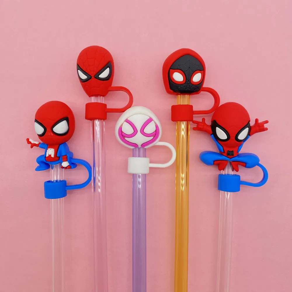 100 Styles of Single Cute Spider-Man & Stitch 3D Straw Sleeves, 10mm Stanley Straw 3D Straw Caps