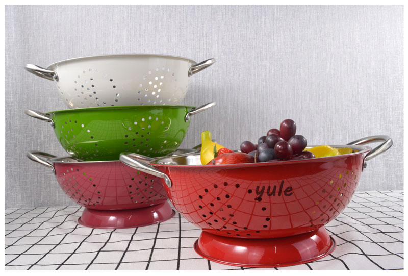 European 201ss 304ss Material Natural Steel Fruit Vegetable Necessary Stainless Steel Colander Set