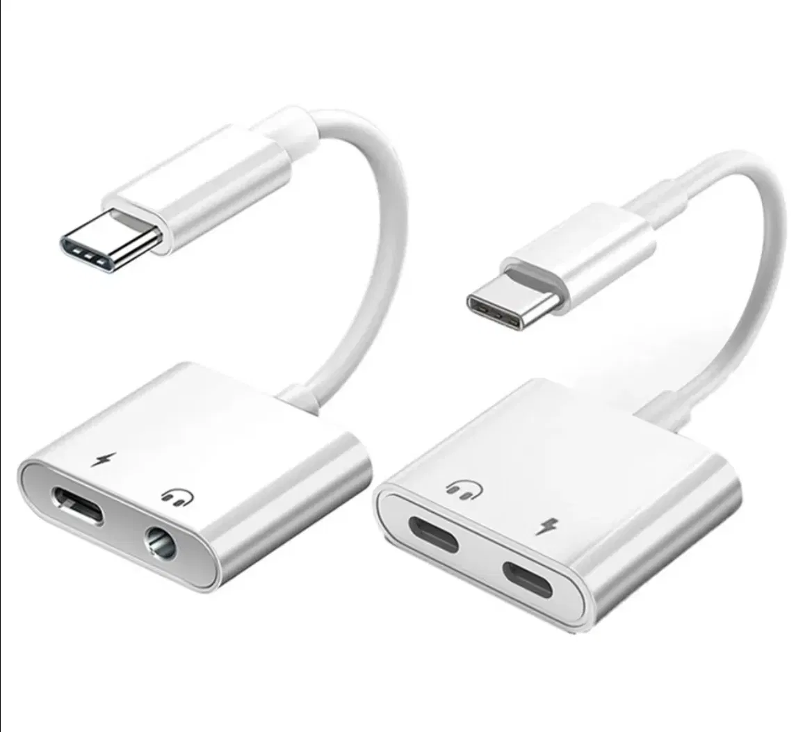 2 in 1 Type-C to 3.5 Jack Earphone Adapter Audio Cable Splitter