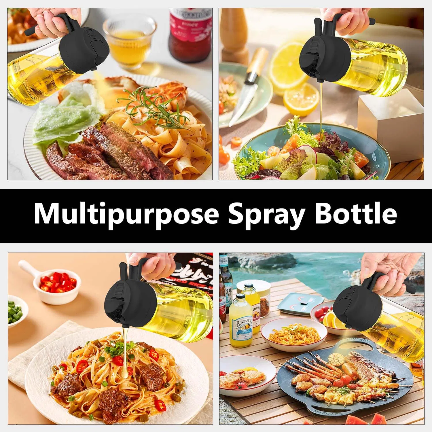 2 in 1 Glass Oil Sprayer Large Olive Oil Dispenser Spray Bottle for Kitchen Cooking