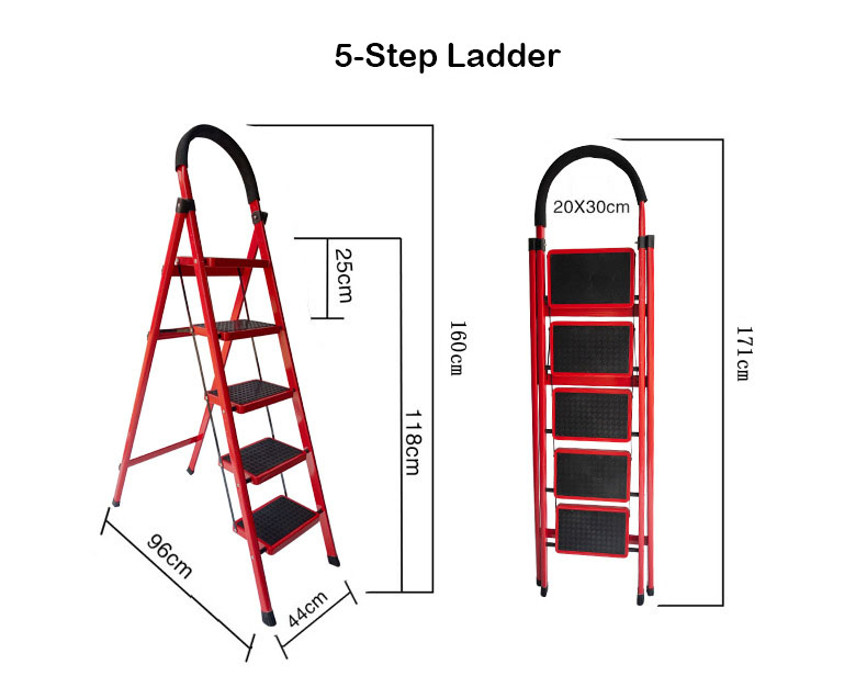 Heavy Load Steel Step Ladder with Integrated Material Tray for Carrying up and Down