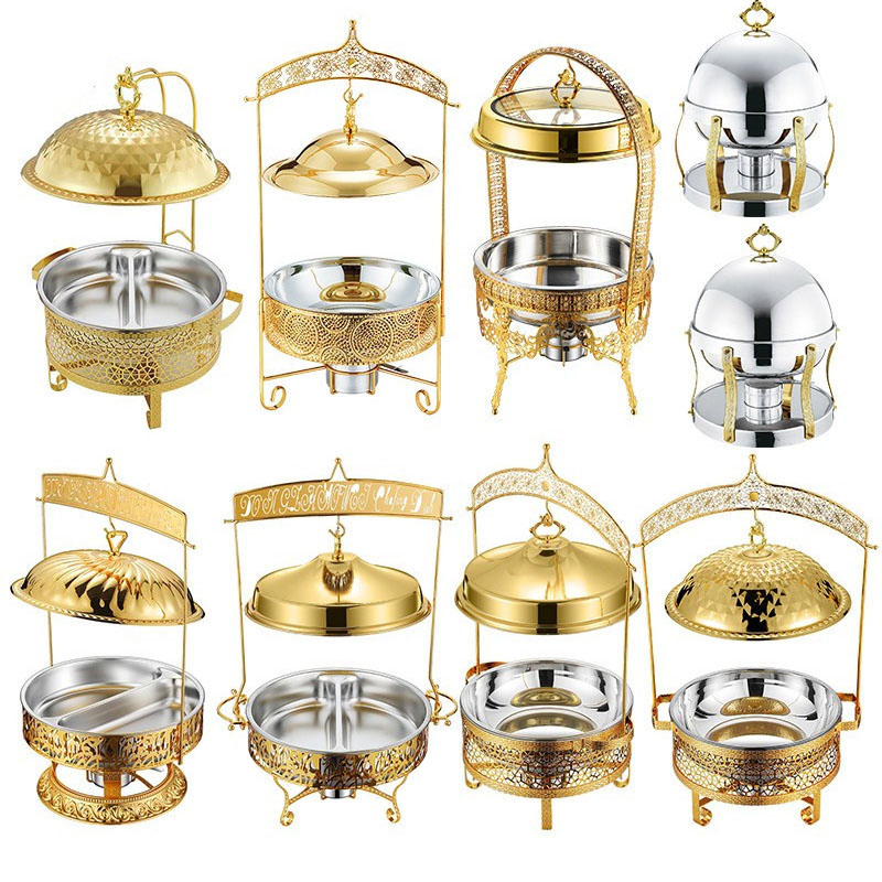 Factory Wholesale Gold Chafing Dish Buffet Set Stainless Steel Catering Food Warmer for Parties Weddings Dinners