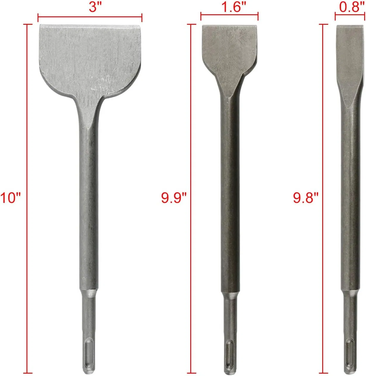 Heavy Duty SDS Max Hex Chisel Pick Hammer Drill Bits Set Percussion Bit for Concrete Demolition Breaker