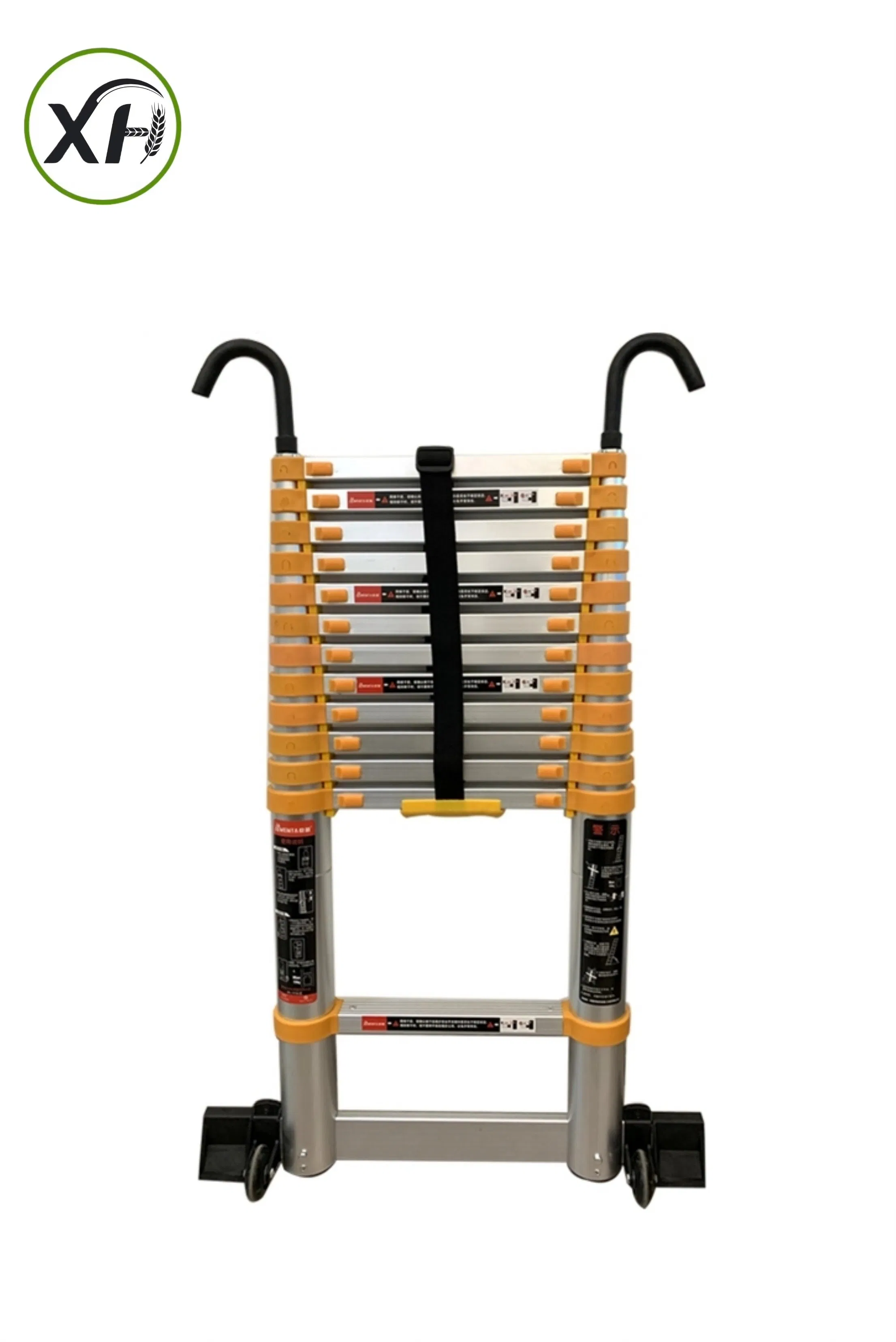 Aluminum Telescopic Straight Ladder Yellow Straight Ladder (with balance bar + hook)