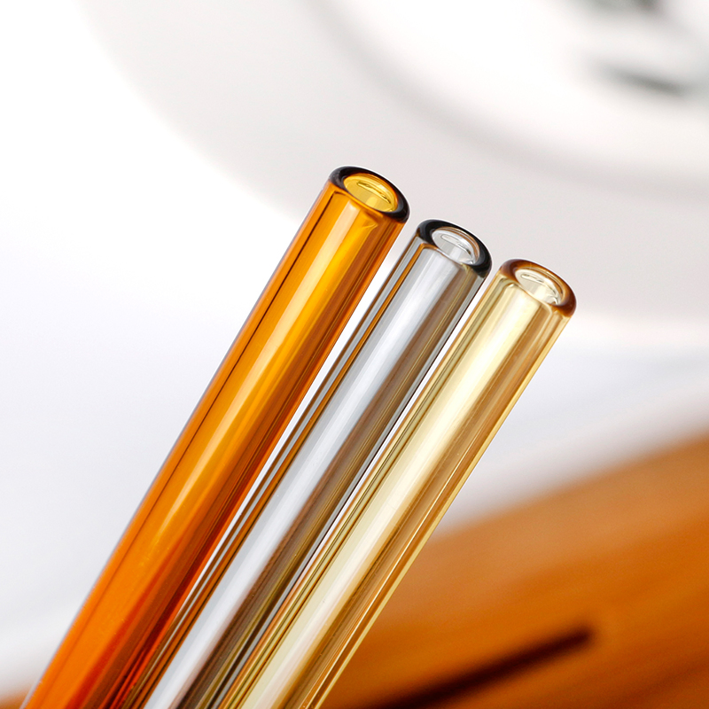 Reusable Solid Color Straight Glass Straw for Drinking