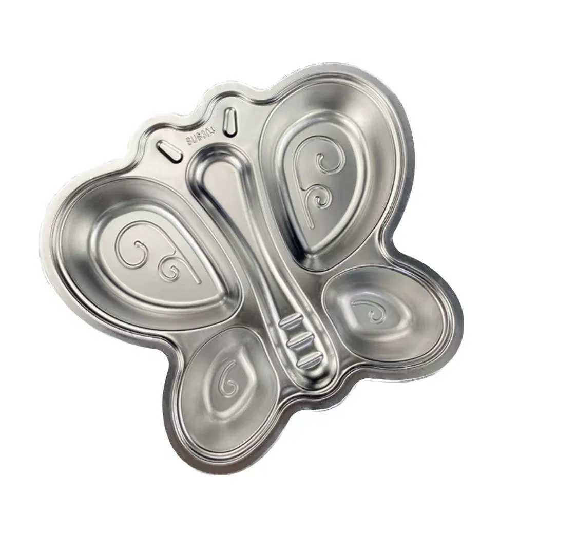 Children Divided Dinnerware Stainless Steel Food Tray - Butterfly 4-Section Plate 500 Ml