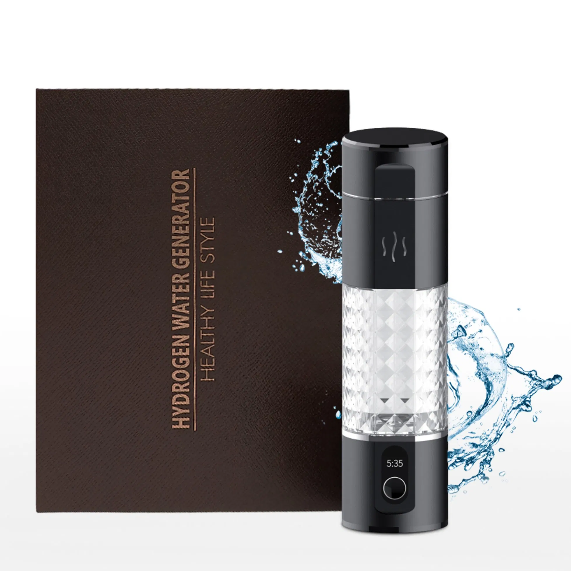 Hydrogen Water Bottle, Hydrogen Water Generator, Highest 5000ppb Pure Hydrogen Rich Concentration, LED Display (Blank)
