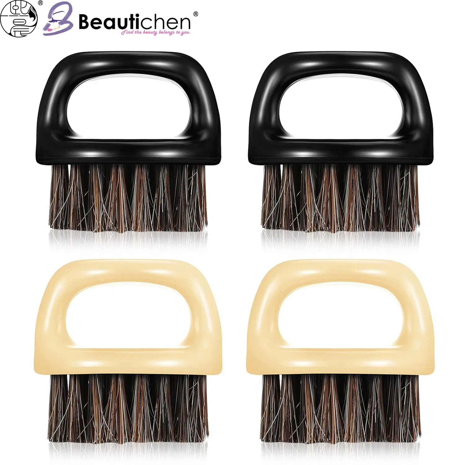 Beautichen Boar Bristle Palm Hair Brush Set – Soft & Firm Bristles for 360 Waves, Beard, Edges & Baby Hair – Pocket Size Styling Brushes for Men
