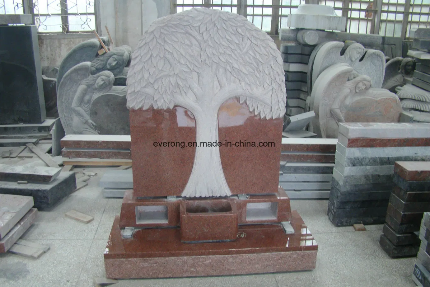 Red Granite/Marble/Memorial/Cemetery Cross Headstone in European/American/Poland /Chinese/Russian style