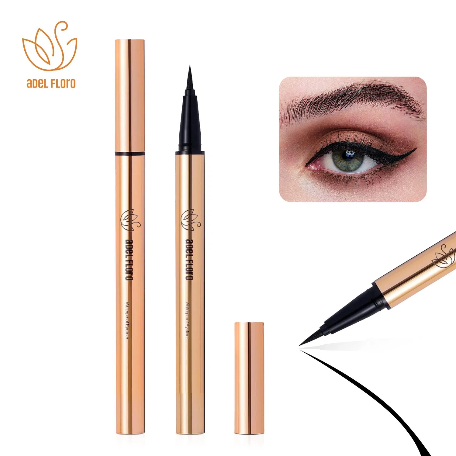 Permanent Natural Vegan Brown Black Waterproof Smudge Proof Liquid Eyeliner Makeup