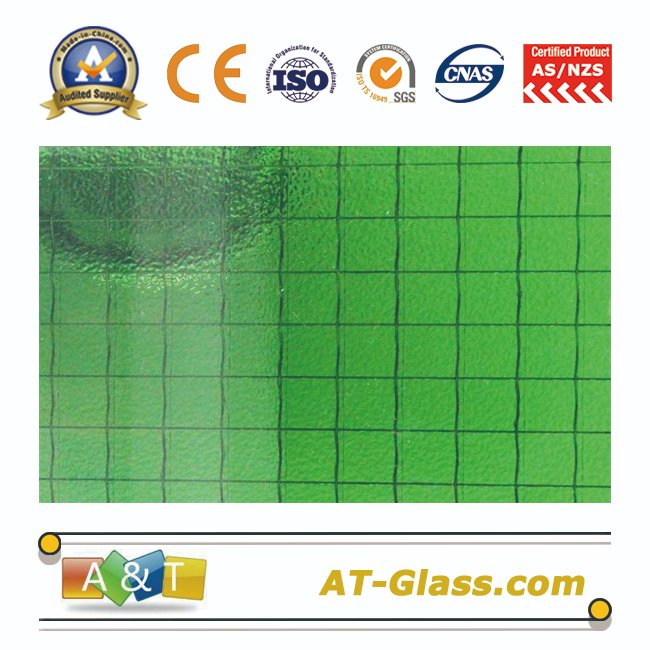 5mm Clear Diamond Wired Patterned Glass for Building Decoration