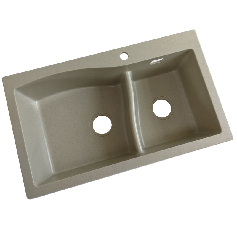 Factory Direct Supply Practical Double Bowls Kitchen Sink Quartz Stone Kitchen Sink