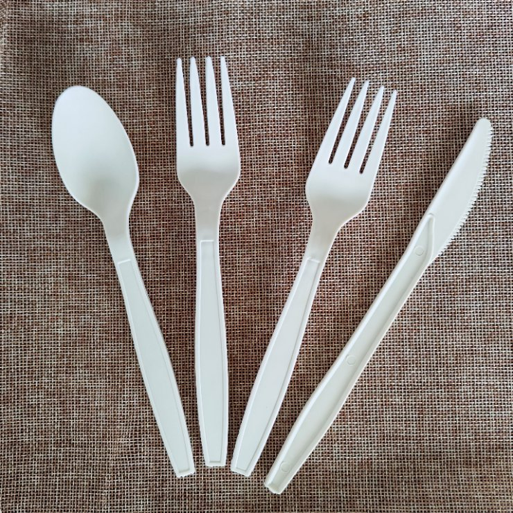Bio-Based Corn Starch Cutlery Knife Fork and Spoon Biodegradable 6/7 Inch Disposable Tableware