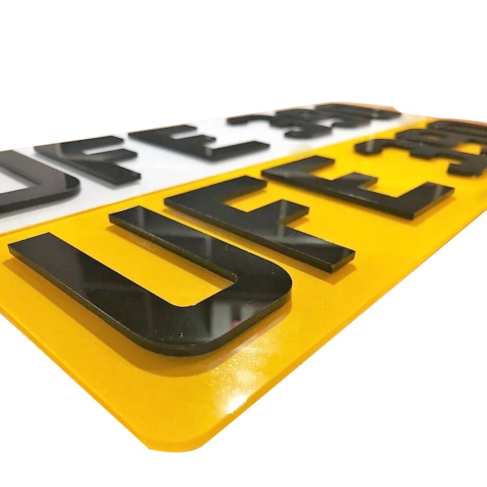 4D 3D Laser Cut Acrylic Double Thick Front and Rear Red Car Number Plates
