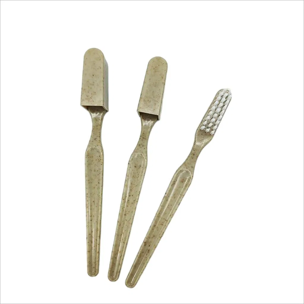 Custom Wheat Straw Soft Bristles Eco-Friendly Disposable Portable Hotel Toothbrush