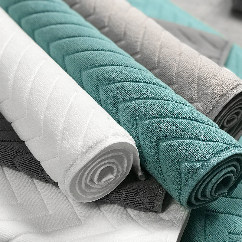 Wholesale Super Absorbent Quick Dry 100% Cotton Bath Mats Luxury Anti Slip Machine Bath Mats