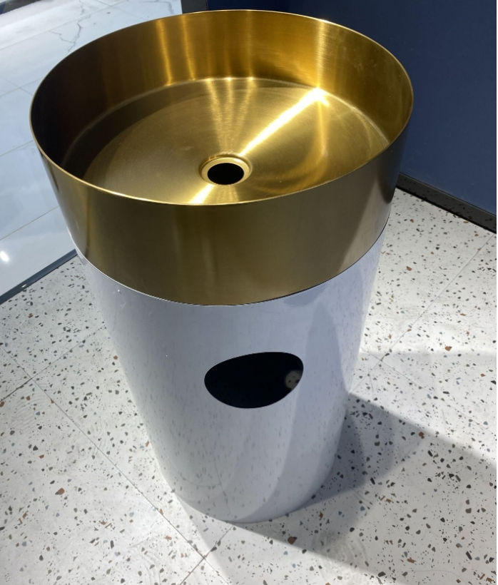 Light Luxury Luxury Two-Color Cylindrical Stainless Steel Creative Floor Wash Basin