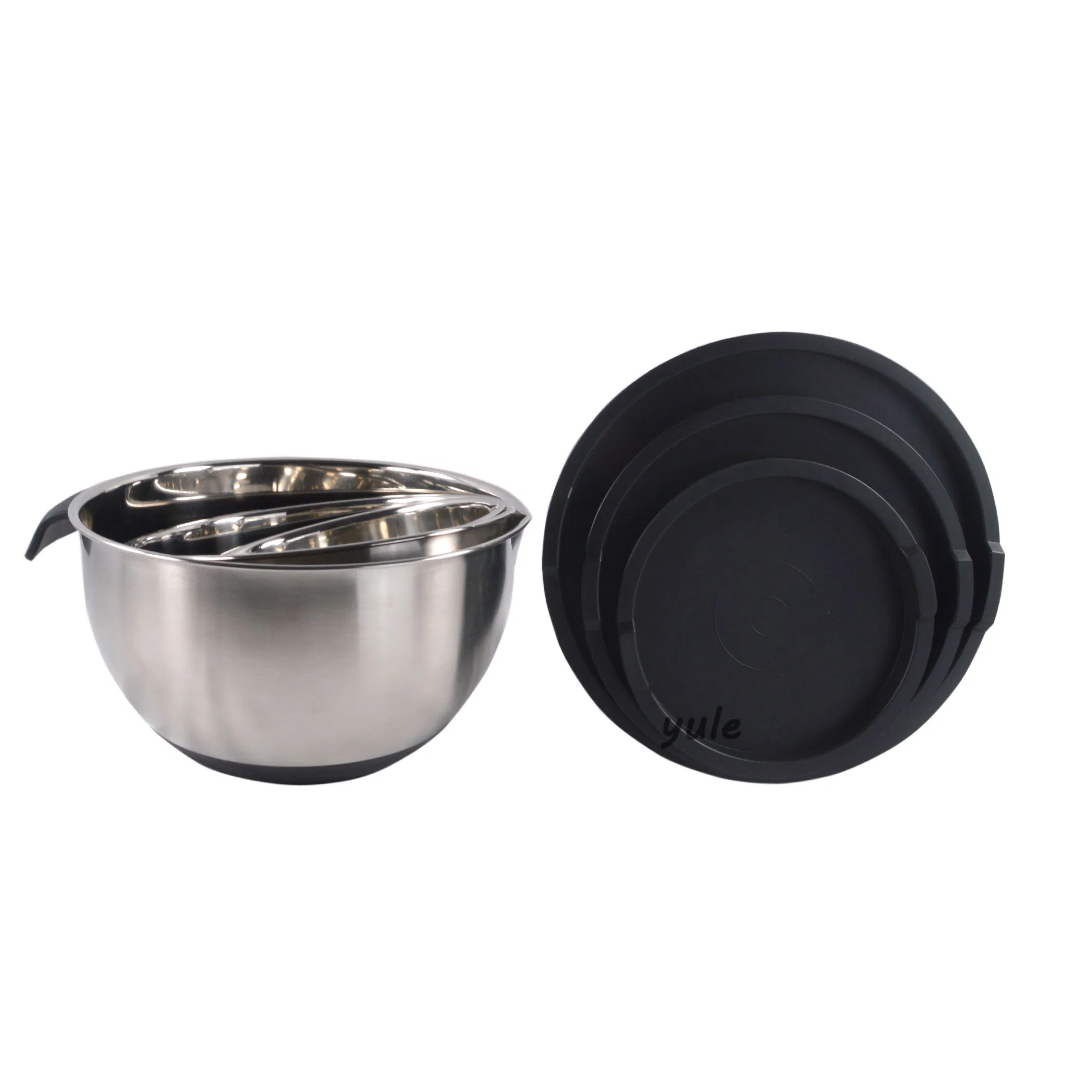 Hot Sale Professional Manufacturer Chinese High Quality Stainless Steel Mixing Bowl with Silicone Bottom Short Handle